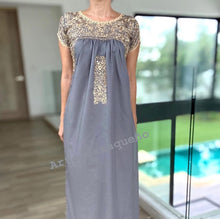 Load image into Gallery viewer, Handmade Embroidered Gray Dress | Artisan Mexican Embroidery
