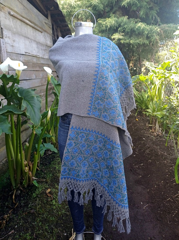 Gray Handmade Mexican Shawl Rebozo for Winter