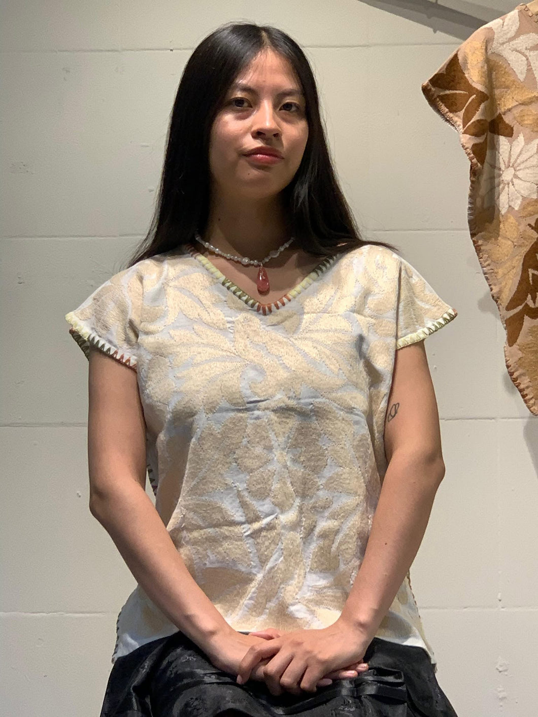 Handmade Cream Color Oaxaca Embroidered Blouse