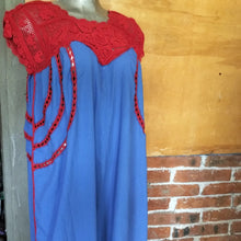 Load image into Gallery viewer, Handmade Blue Flowers Embroidered Dress

