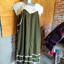 Load image into Gallery viewer, Handmade Green Flowers Embroidered Dress
