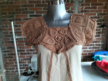 Load image into Gallery viewer, Handmade Brown Beige Flowers Embroidered Dress
