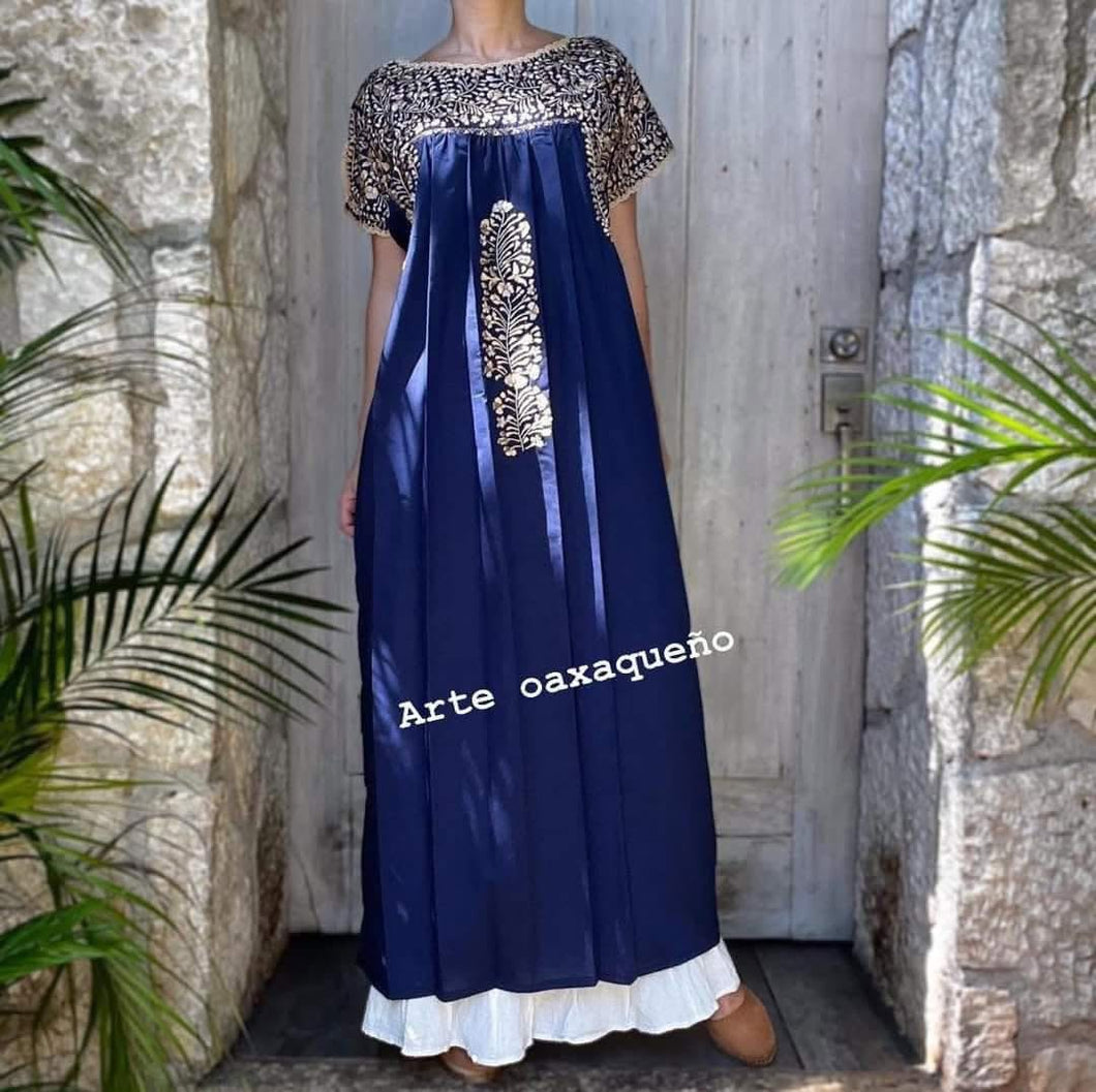 Handmade Embroidered Navy Blue Dress