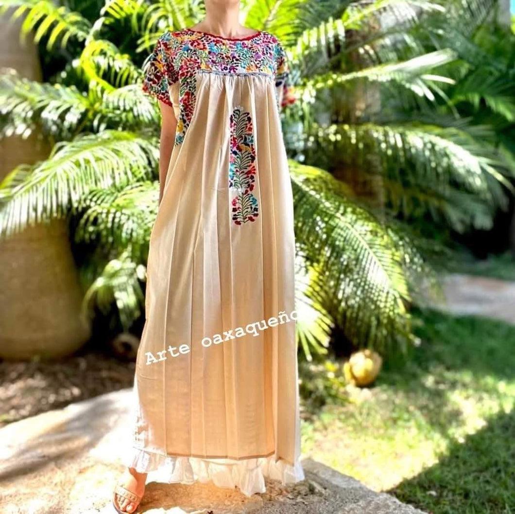 Handmade Embroidered Beige dress