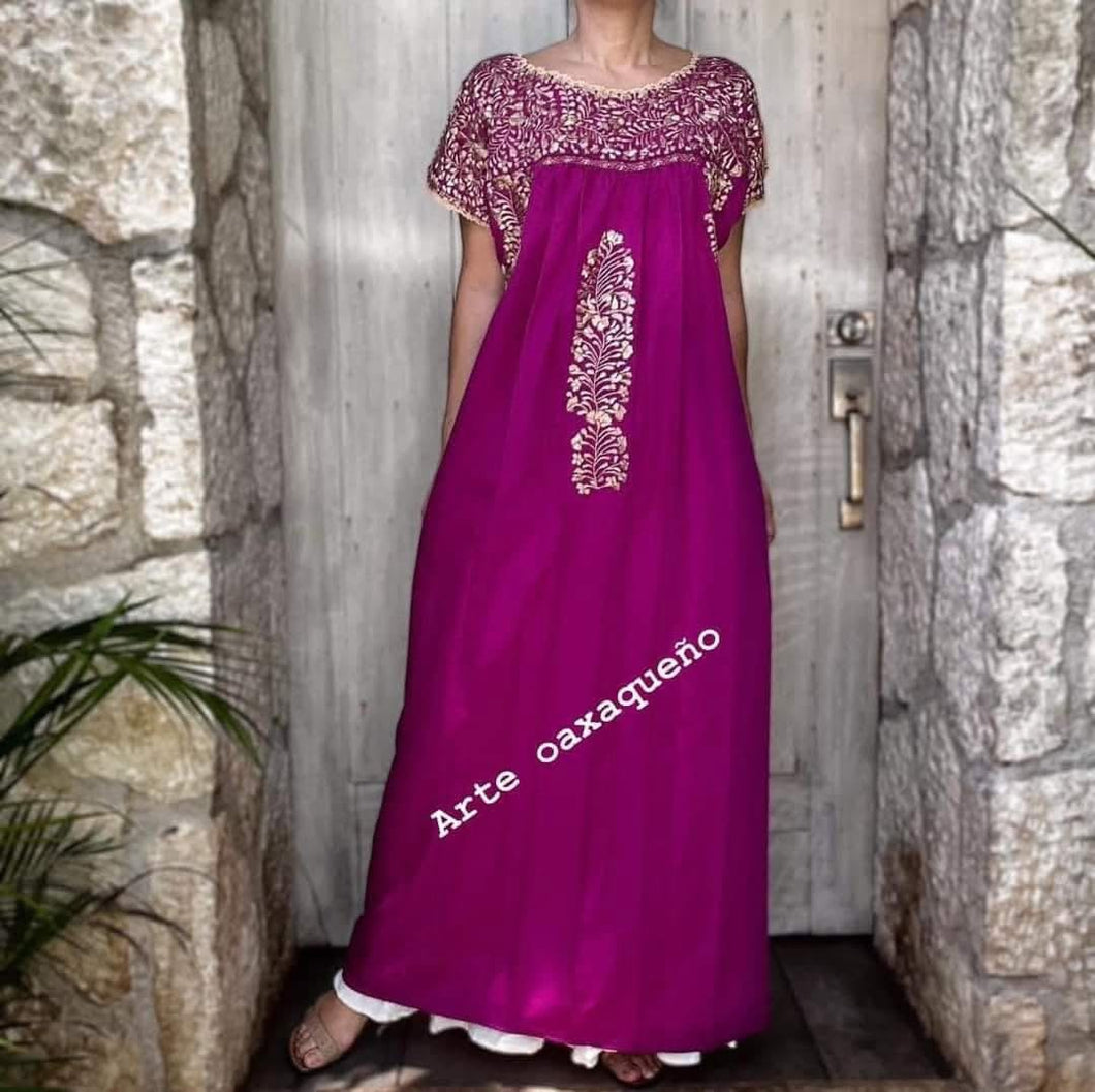 Handmade Embroidered Dark pink dress