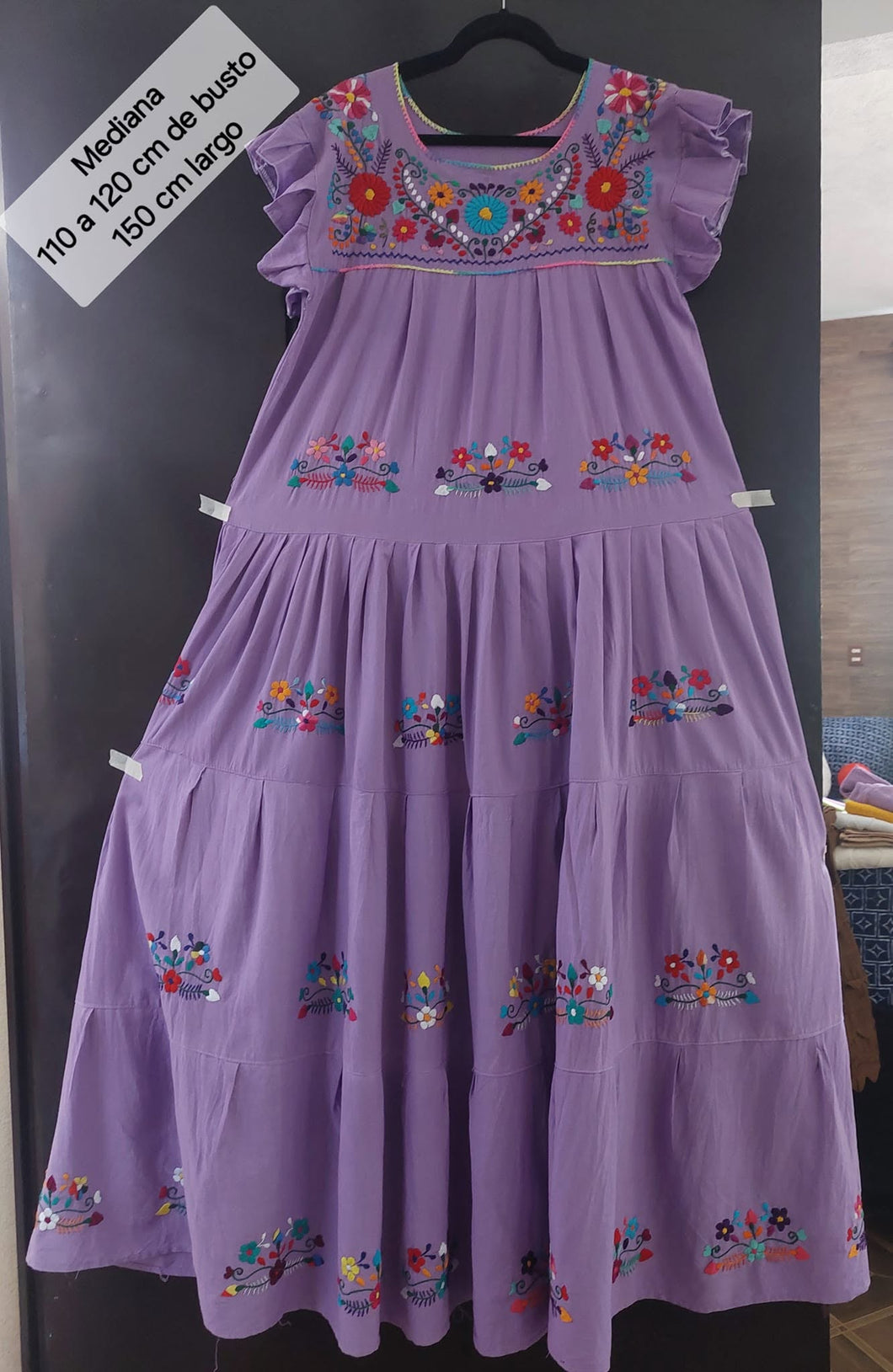 Handmade Embroidered Purple Florecitas Dress
