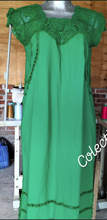 Load image into Gallery viewer, Handmade Green Flowers Embroidered Dress
