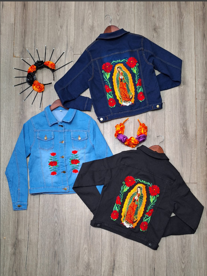 Hand-Embroidered Virgin of Guadalupe Jacket – Mexican Artisan Design