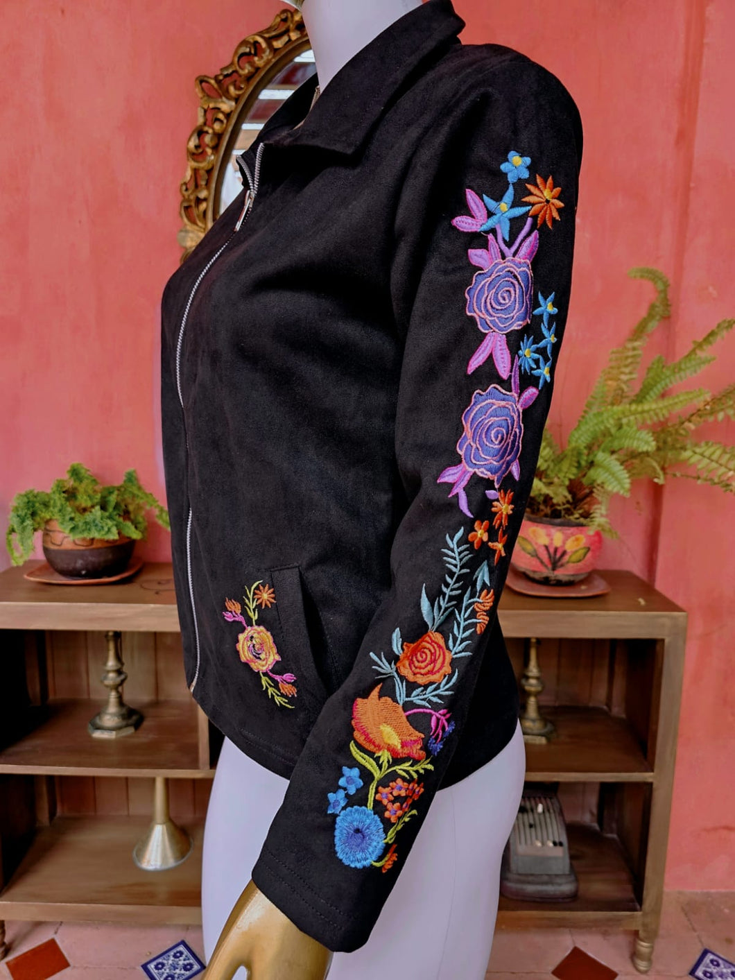 Black Embroidered Jacket Made in Chiapas